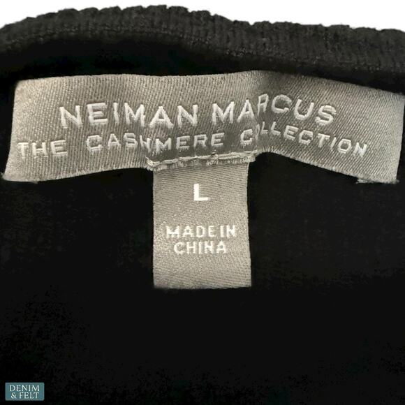 Neiman Marcus Cashmere Collection Bell Sleeve Black Silk Trim Sweater Large - Picture 8 of 11
